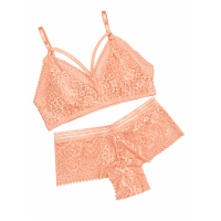 Персиковий Комплект нижньої білизни з топом 0556