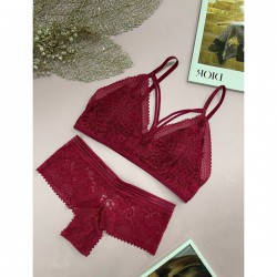 Бордовий Комплект нижньої білизни 0555