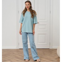 Футболка жіноча однотонна блакитна 19670