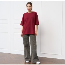 Футболка жіноча однотонна бордовая 19676