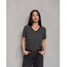 Футболка жіноча чорна в смужку 19682