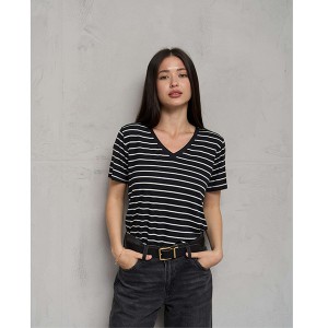 Футболка жіноча чорна в смужку 19682