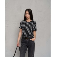 Футболка жіноча чорна в смужку 19683