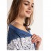 Рубашка жіноча з халатом сині квіти Nicoletta 6302