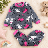 Пижама для девочки серая с рисунком Котики 20393