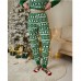 Жіноча піжама штани та кофта Новорічна зелена 14923