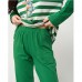 Жіноча піжама штани та кофта в смужку з драконом зелена 14932