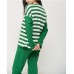 Жіноча піжама штани та кофта в смужку з драконом зелена 14932