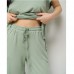 Комплект жіночий штани та футболка зелений 14938