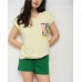 Піжама жіноча шорти і футболка жовта 15054