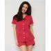 Жіноча піжама шорти з сорочкою червона 15059
