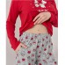 Пижама женская с штанами красная 10016