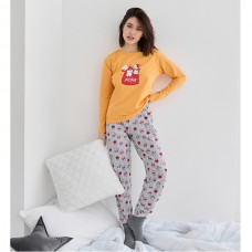 Пижама женская с штанами желтая 10017
