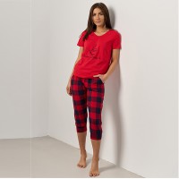 Комплект жіночі бриджі та футболка червоний 10899