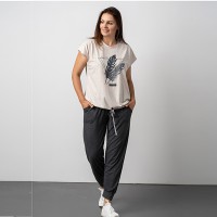 Комплект жіночий штани та футболка з пером 11434