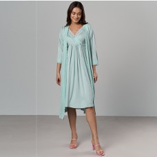 Нічна Сорочка з халатом для вагітних блакитний 13774