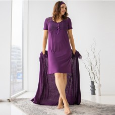 Нічна Сорочка з халатом для вагітних фіолетова 13781