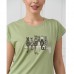 Піжама жіноча шорти і футболка Коти зелена 15298