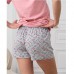 Піжама жіноча шорти і футболка Котик рожева 15302