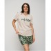 Піжама жіночий шорти та футболка з Написом бежева 15306