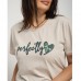 Піжама жіночий шорти та футболка з Написом бежева 15306