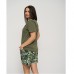 Піжама жіночий шорти та футболка з Написом зелена 15307