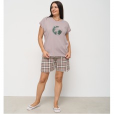 Піжама жіночий шорти та футболка бежева 15310