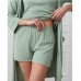 Піжама жіноча с халатом Рубчик зелена 15331