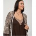 Нічна сорочка жіноча з халатом Леопардова шоколадна 15333