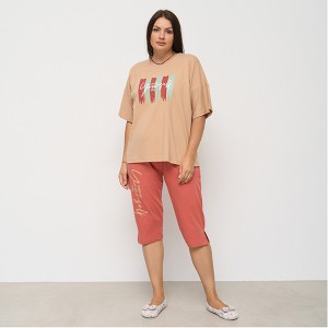 Піжама жіноча бриджи та футболка з Написом 15339