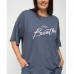 Піжама жіноча штани та футболка Напис синя 15341