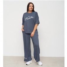 Піжама жіноча штани та футболка Напис синя 15341