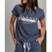 Комплект жіночий штани та футболка синій 10921