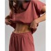 Комплект жіночий штани та футболка бордовий 10924