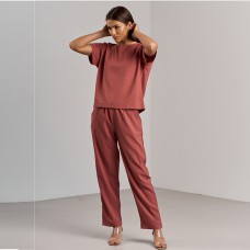 Комплект жіночий штани та футболка бордовий 10924