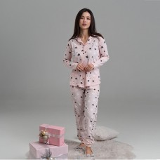 Рожева Пижама женская рубашка и штаны Клетка 12235