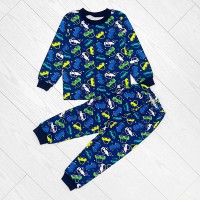 Піжама для хлопчика з штанами синя Машинки 19331