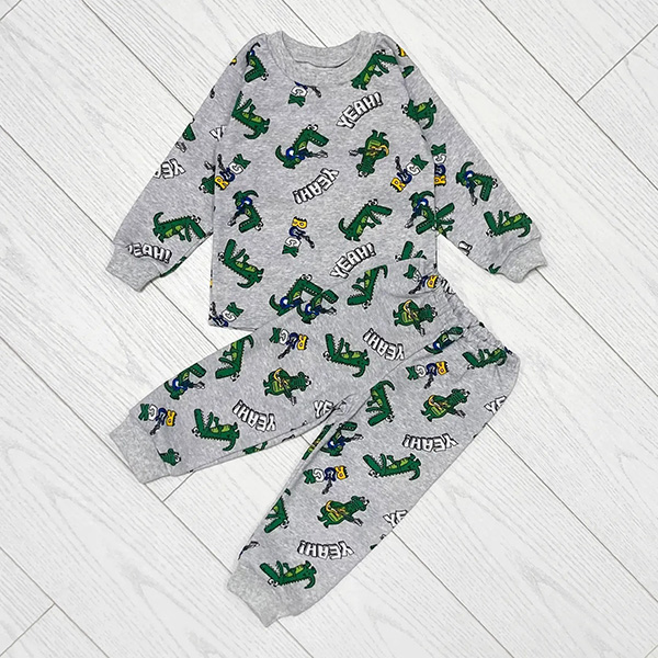 Піжама для хлопчика з штанами сіра Крокодил 19334 Піжама для хлопчика з штанами сіра Крокодил 19334