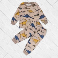 Піжама для хлопчика з штанами бежева Динозаври 19335
