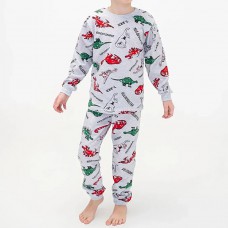 Піжама для хлопчика з штанами сіра Динозаври 19338
