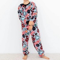 Піжама для хлопчика з штанами сіра Напис 19342