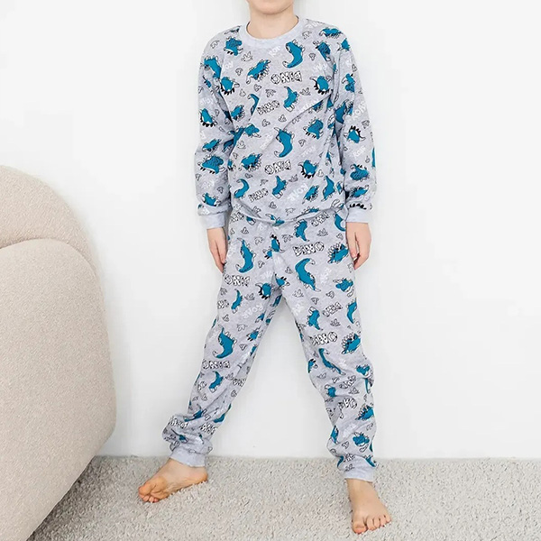 Піжама для хлопчика з штанами сіра Динозаври 19344 Піжама для хлопчика з штанами сіра Динозаври 19344