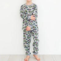 Піжама для хлопчика з штанами сіра Машинки 19347