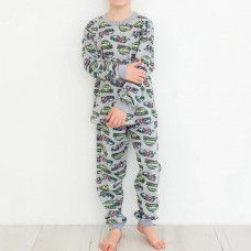 Піжама для хлопчика з штанами сіра Машинки 19347