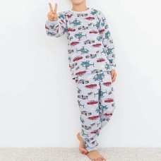 Піжама для хлопчика з штанами сіра Гелікоптери 19348