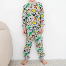 Піжама для хлопчика з штанами сіра Динозаври 19350