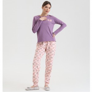 Піжама жіноча штани та джемпер принт Коти 19230