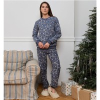 Піжама жіноча штани та джемпер сіра на флісі 19235