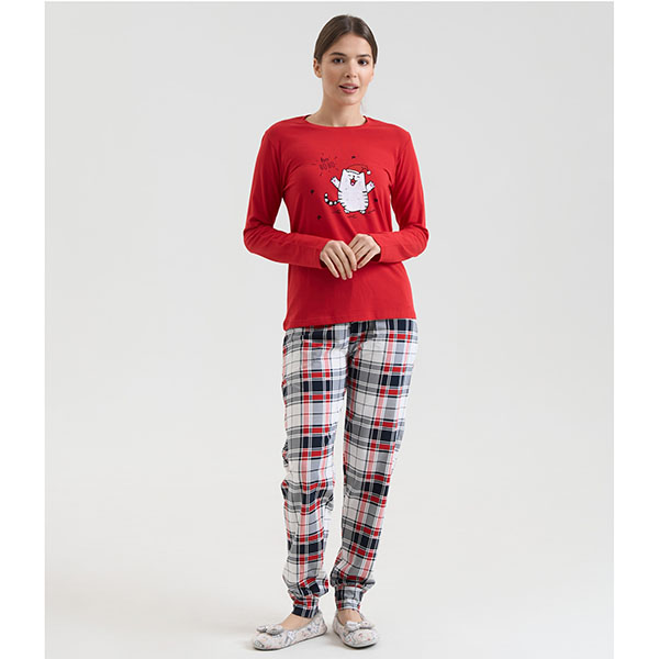 Піжама жіноча штани та джемпер червона 19242 Піжама жіноча штани та джемпер червона 19242