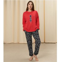 Піжама жіноча штани та джемпер червона 19243